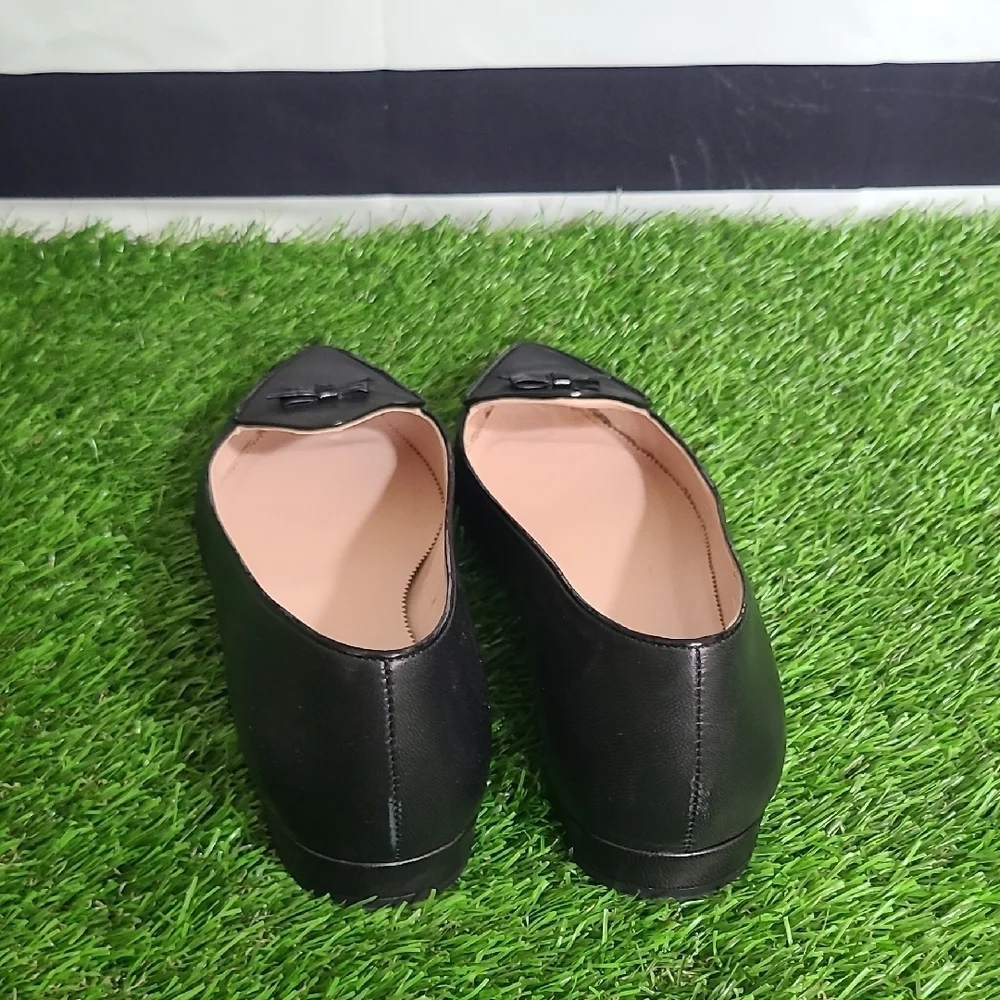Black Leather Women's Flats